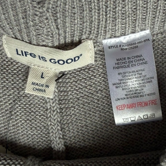 NWT LIFE IS GOOD 2pc Long Sleeve Pull Over Sweater And Shorts Sz L - Picture 9 of 11